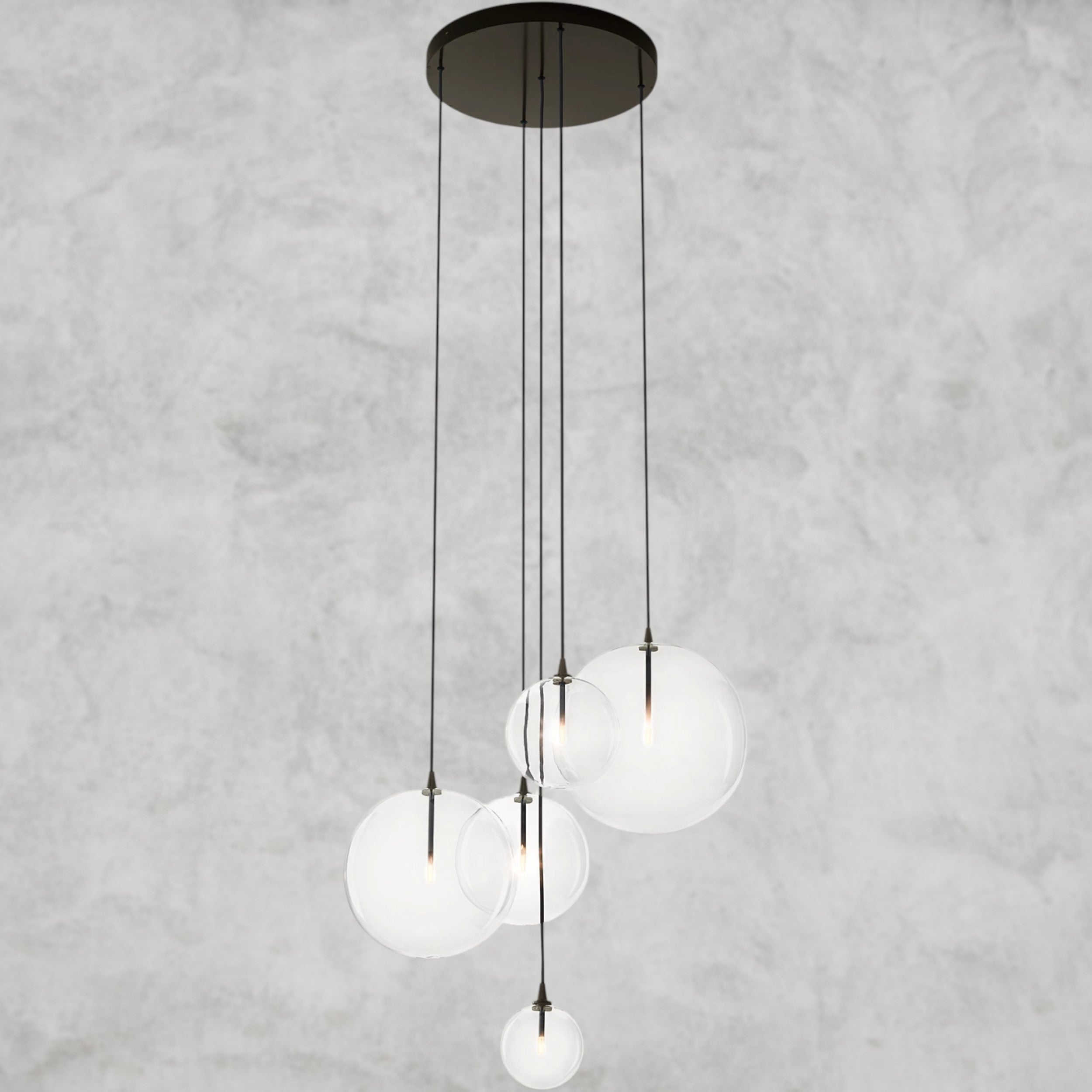 Glass Globe Mobile Cluster Chandelier 28", 44"